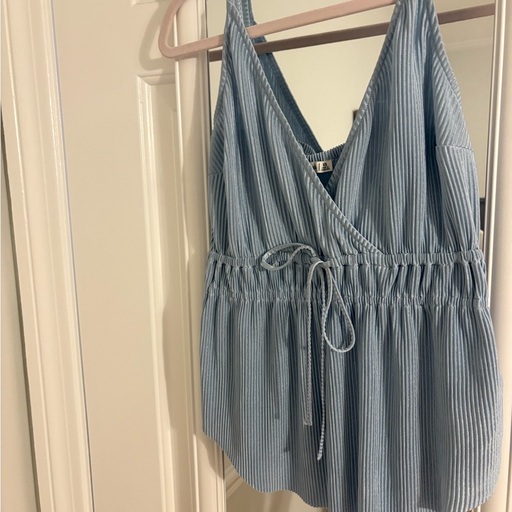 Blue Striped Sleeveless Top